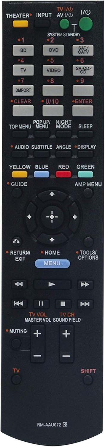 RM-AAU072 Replaced Remote fit for Sony Audio/Video AV Receiver Home Theater System HTC-T150 1-487-612-11 HTCT150HP HT-CT150HP SS-CT150 SA-WCT150 H...