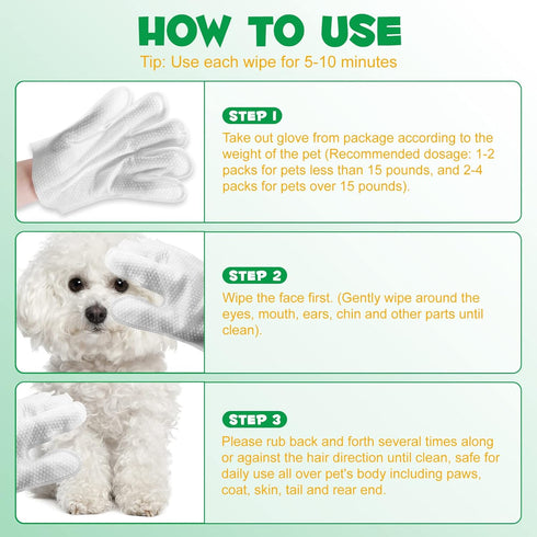 Dog Cleaning Wipes Gloves, Cleaning & Deodorizing Pet Oral Wipes for Cat Cleansing Teeth Glove Wipes - Reduces Plaque and Freshens Breath, Also Us...