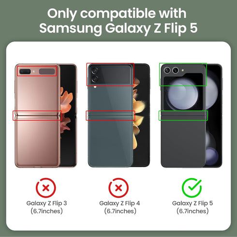 VEGO for Galaxy Z Flip 5 Case, Samsung Z Flip 5 case with Screen Protector & Hinge Protection, 360° Ring Kickstand, Full Body Protective Cover Cas...