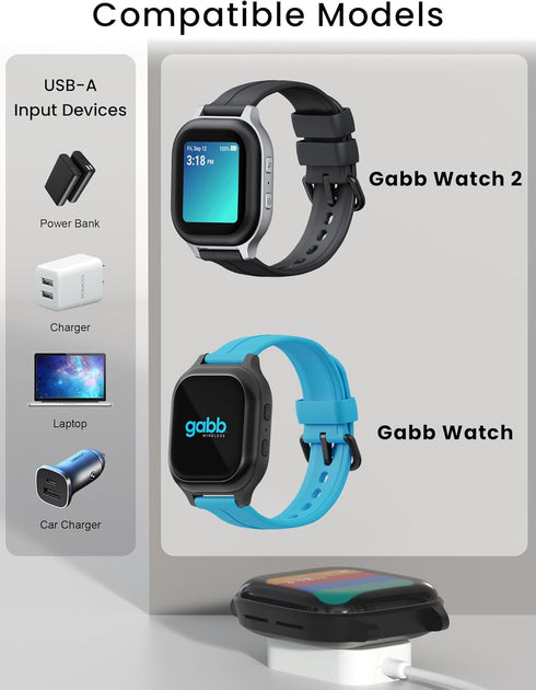 Bicmice Charger Compatible with Gabb Watch/Watch 2 Wireless Charging Dock Magnetic Charging Cable USB Cord Stand......