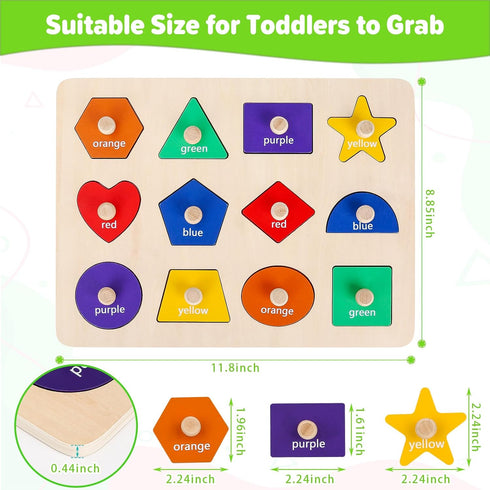 Montessori Toys for Toddlers 1, 2, 3 Year Old, Wooden Shape Learning Puzzles for Baby 12-18-24 Months, Early Educational Toys, Perfect Christmas B...
