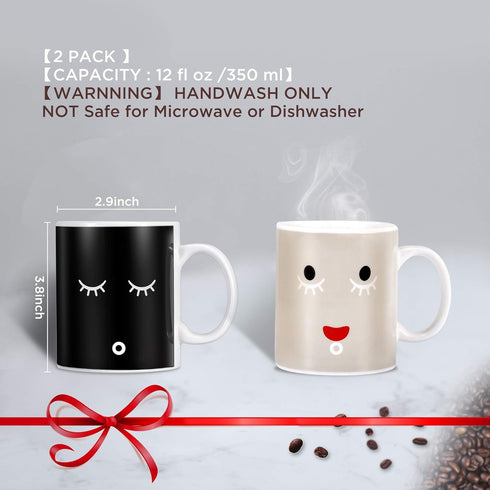 IPOW 2 Pack Color Changing Mug Magic Mug Heat Changing Mugs For Morning Coffee Tea Milk Ceramic Coffee Mugs Heat Sensitive Mug for All Holliday Sp...