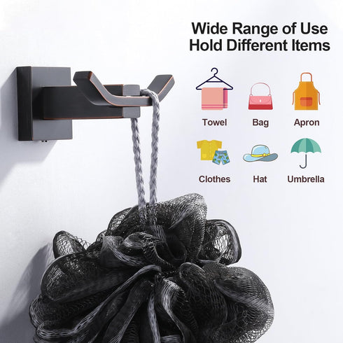WOWOW Towel Hooks for Bathrooms Oiled Rubbed Bronze, SUS304 Stainless Steel Coat Hook, Bathroom Robe Towel Holder, Heavy Duty Robe Hooks, Bathroom...