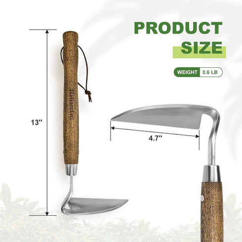 Gardening Sickle Hoe, Japanese Bent Angle Weeding Sickle, Stainless Steel Weed Hoe Scraper...