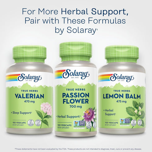 SOLARAY Passion Flower 700 mg Whole Aerial - Soothing Herbal Support - Passion Flower Capsules - Vegan, Non-GMO, 60-Day Guarantee, Lab Verified - ...