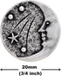 Bezelry 12 Pieces Starry Night Man in The Moon Metal Shank Buttons. 20mm (3/4 inch) (Antique Silver)...