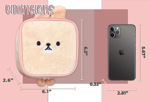 na1 Cute Kawaii Plush Makeup/Cosmetic Bag With Inner Pocket and Handle and Zipper Closure for Convenient Travel and Portability, Soft Velvet Textu...