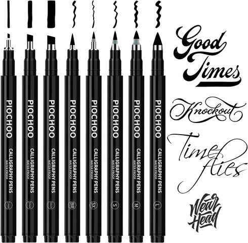 Calligraphy Pens,8 Size Calligraphy Pens for Writing,Brush Pens Calligraphy Set for Beginners, Hand Lettering Pens...