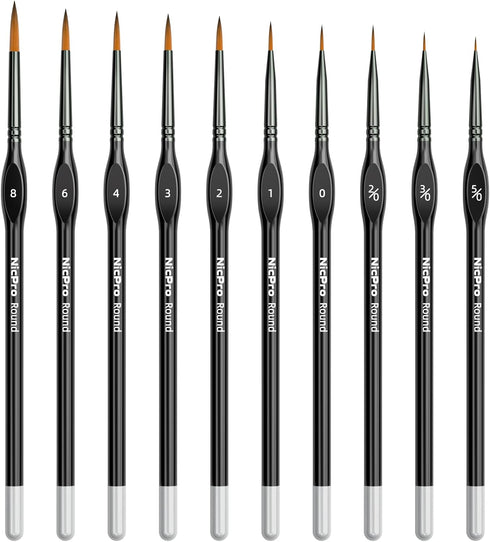 Nicpro Miniature Paint Brushes - 10PCS Model Paint Brush Set for Acrylic Oil Watercolor, Micro Detail Paint Brushes for Model, Miniature, Art Pain...