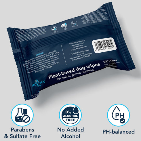 NOVEHA 100 Dog Eye Wipes - Plant-Based Eye Wipes for Dogs - Formulated to Remove Eye Debris, Tear Stains & Eye Discharge - Safe, Convenient, and L...