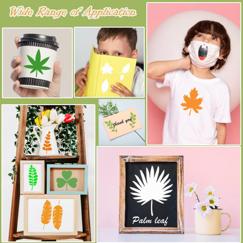 Leaf Stencils for Crafts Small leaves and and Branches Paint Plant Stencil for Painting On Wood Wall Card Making, Tiny Nature Vine Herb Essential ...