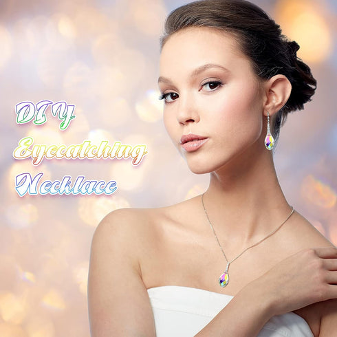 Hicarer 200 Pieces Teardrop Chandelier Crystal Pendants 6 x 12 mm AB Color Rainbow Crystal Beads for Chandelier Jewelry Making DIY Project Earring...