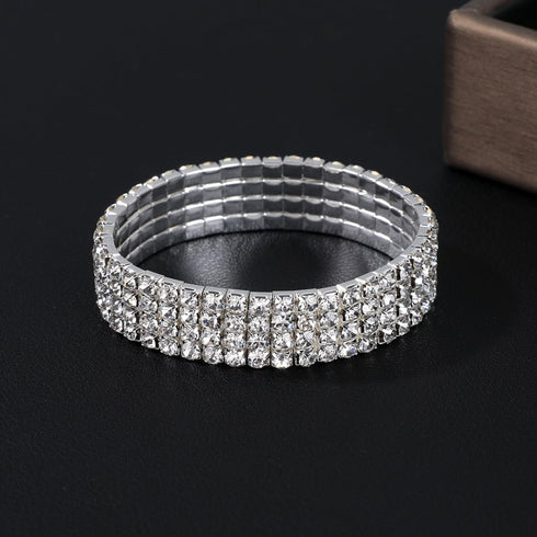 4Pcs Sparkling Rhinestone Tennis Bracelet Set for Women Trendy Elastic Rhinestone Crystal Stretch Bracelet Stackable Jewelry...