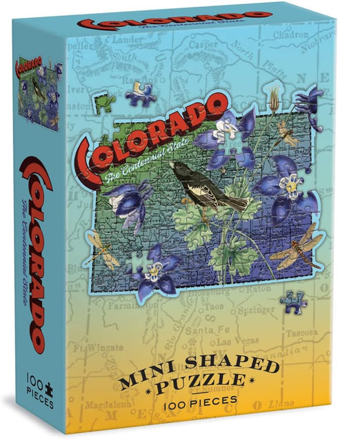Wendy Gold Colorado Shaped Mini Puzzle, 100 Pieces, 8” x 9.75” – Die-Cut Jigsaw Puzzle Featuring Art by Bestselling Artist Wendy Gold – Makes a Gr...