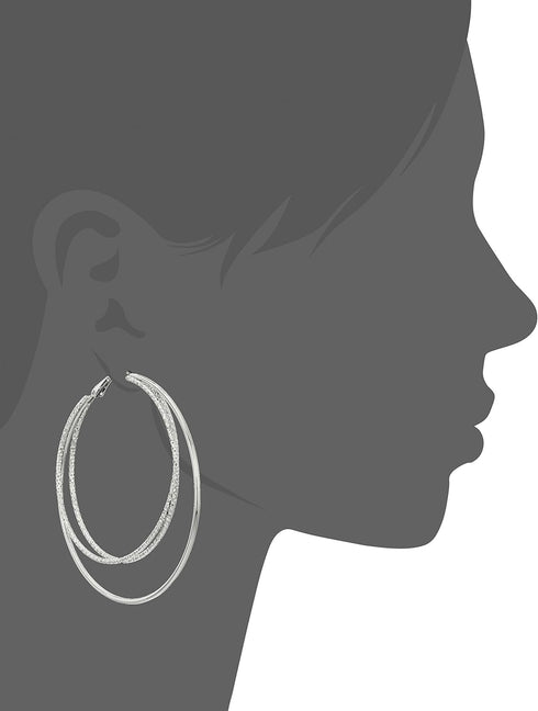 Guess Smooth and Textured Wire Silver Hoop Earrings...
