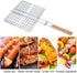 Barbeque Grill Basket, Portable BBQ Grilling Baskets with Long Handle, Stainless Steel Grilling Basket for Fish Vegetables Steak Shrimp Chops Outd...