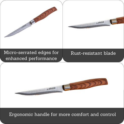 Imusa 4.5in Chef WL Stainless Steel Steak Knife with Wood Look Handle...