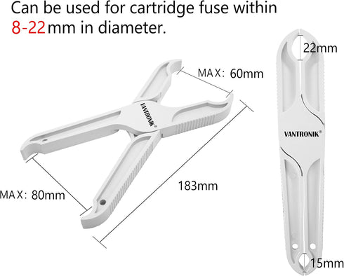 VANTRONIK Fuse Puller Tool for Large and Medium Cylindrical Fuse Cartridge Fuse and Bulb, Insulated Non-slip Grip Handle, 7.2 Inch Long...
