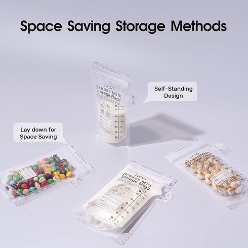 NCVI Breastmilk Storage Bags, 50 Count Milk Storage Bags for Breastfeeding, 7oz Breast Milk Storage Bags with Temp-Sensing, Doubled-Sealed, Hygien...