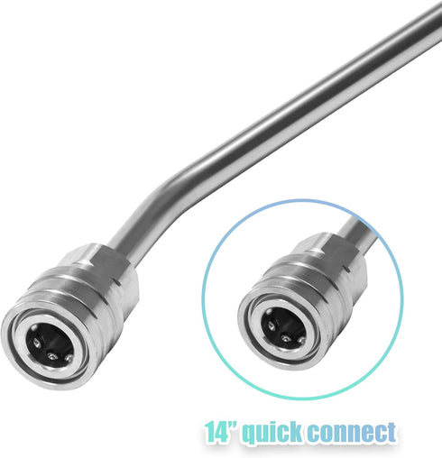 RIDGE WASHER Pressure Washer Extension Wand, 45 Degree Curved Angled Attachment Lance for Undercarriage and Gutter Rod, 1/4 Quick Connect, 15 Inch...