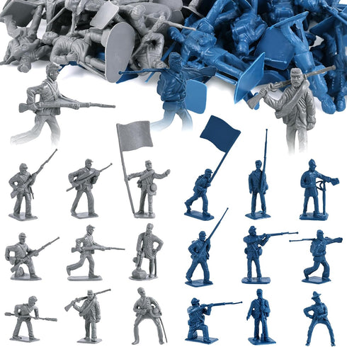 Shindel 80PCS Army Men Toy Soldiers, Plastic Civil War Army Men Set Military Action Figures for Kids Classroom Projects History Class Lessons...