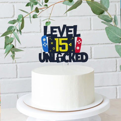 Level 15 Unlocked Video Game Cake Topper - Level 15 Unlocked Awesome 2007 Boy's Birthday Cake Topper - Video Game 15th Birthday Cake Decorations...