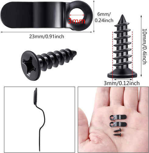 Frame Turn Button Metal Bow Shape Frame Picture Turn Button with Screws for Hanging Pictures Photos Drawings and Posters, Black (100 Pieces)...
