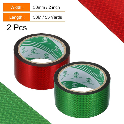 uxcell Washi Prism Tape Set 2 Inch x 55 Yards Holographic Metalized Reflective Tape for Holiday Packaging and Decoration, DIY and Art craft (2 Rol...