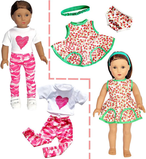 18 inch Doll Clothes and Accessories fit American 18'' Dolls - Including 10 Complete Set of 18 inch American Doll Clothes Outfits Dress with Unico...
