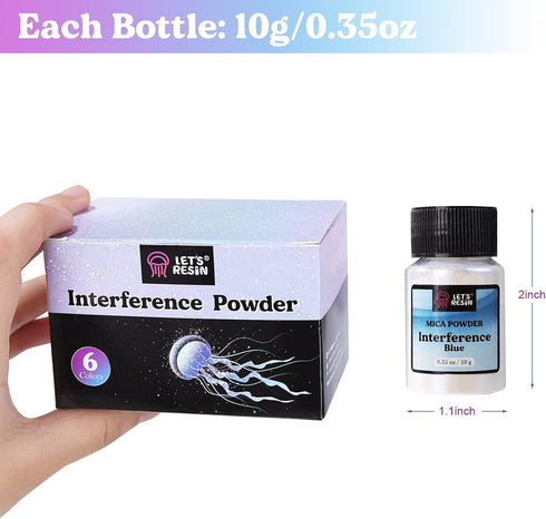 LET'S RESIN Resin Mica Powder, 6 Colors Interference Mica Powder for Epoxy Resin, Spirit Pearl Pigment Powder for Resin, Paint, Slime, Art...
