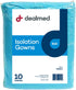 Dealmed Blue Isolation Gown – 10 Count of Disposable Medical Gowns, Blue Latex-Free, Perfect for Hospitals, Medical Facilities, and Physicians’ Of...