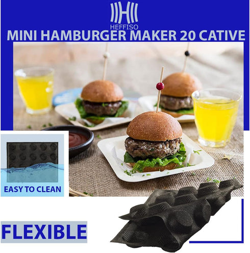 Mesh Silicone Hamburger Bun Mould, 20-Cavity Mini Hamburger Mould Silicone for Gluten-Free Hamburger Buns with Pinholes for Better Air Circulation...