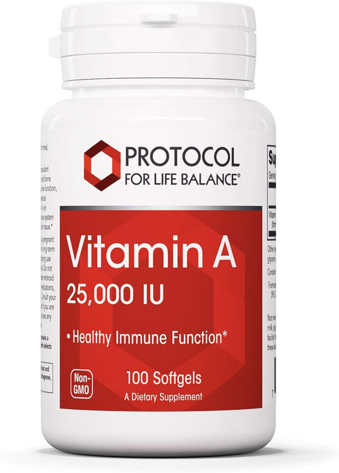 Protocol Vitamin A 25,000 IU - Eye, Retina, and Immune Health - 100 Softgels...