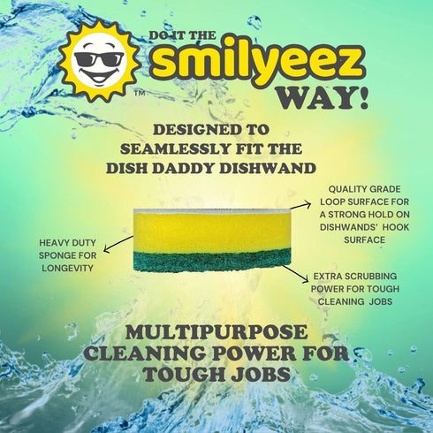 Smilyeez Heavy Duty Refill for Scrub Daddy Dish Daddy – (10 Pack) Dish Daddy Refills – Dish Daddy Sponge Replacement Head – Ideal for Dishwashing ...