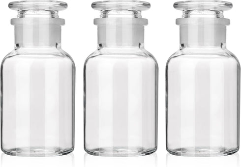 3 Packs 125ml Lab Glass Reagent Bottle,Wide Mouth Clear Glass Storage Bottle with Ground Stopper?Decorative Bottles/Vase (Clear)…...