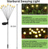 Solar Fairy Firefly Lights Outdoor Garden Decor Waterproof, Solar Powered Swaying Light Outside, 2 pack LED Light Flexible Sway by Wind, Yard Pati...