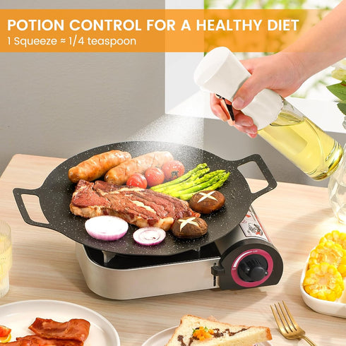 Oil Sprayer for Cooking, 220ml olive oil sprayer, oil spray bottle for Air Fryer, oil mister for Baking, Salad Dressings, Grilling (Glass Bottle, ...