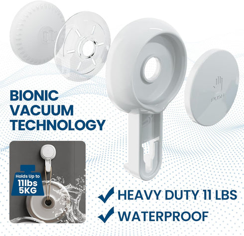 TAILI Suction Towel Hook for Bathroom, Damage-Free Hanging Hooks for Inside Shower Wall, Powerful Vacuum Suction Cup Shower Holder for Towel, Loof...