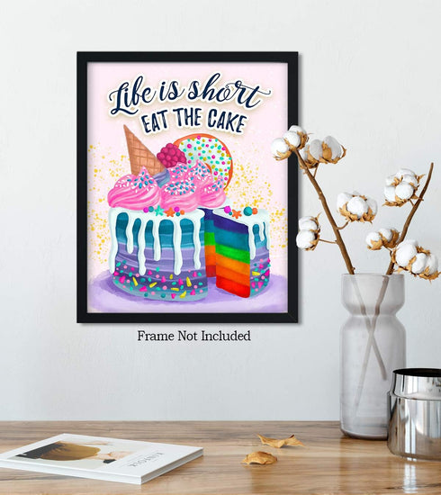 Kitchen Wall Decor, Cake Dining Room Decor, Pink Motivational Gifts for Women Bakers Chefs, Inspirational Positive Quotes Wall Art...