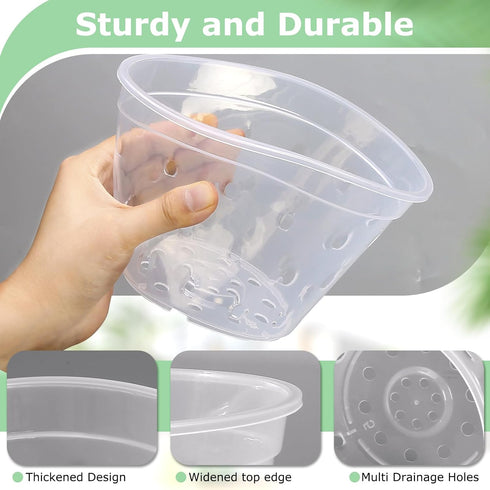 Orchid Pot,3 4 5 6 Inch 8 Pack Orchid Pots with Holes and Saucers,Clear Plastic Flower Plant Pot for Indoor Outdoor Plants,Slotted Orchids Planter...