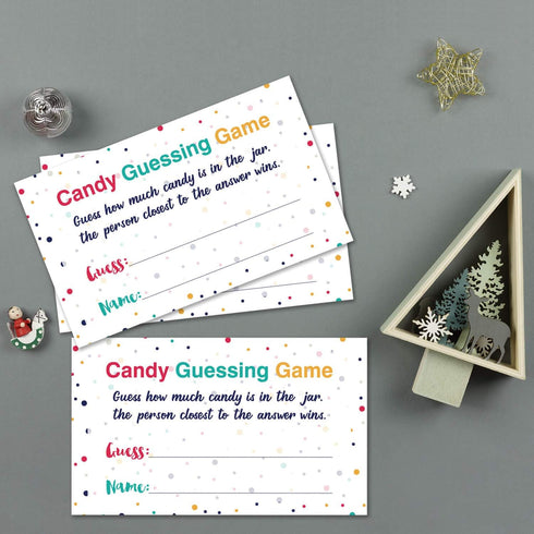 Candy Guessing Game Cards, Games Activities and Decorations, 50-Pack....
