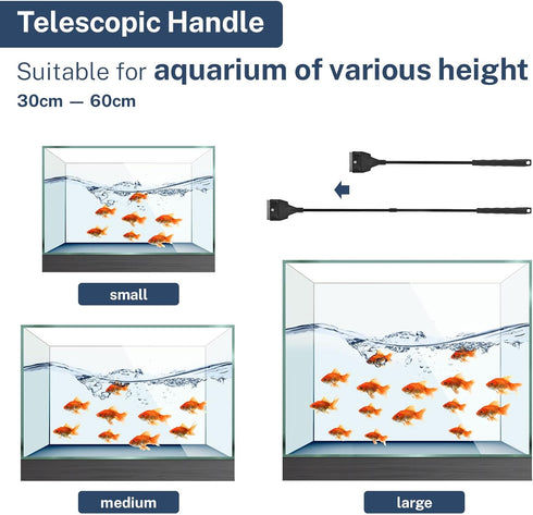 Fish Tank Scraper Cleaner for Glass Aquariums, 21" Handheld Scraper Cleaning Razor with 5 Stainless Steel Blades for Fish Reef Plant Glass Tank...