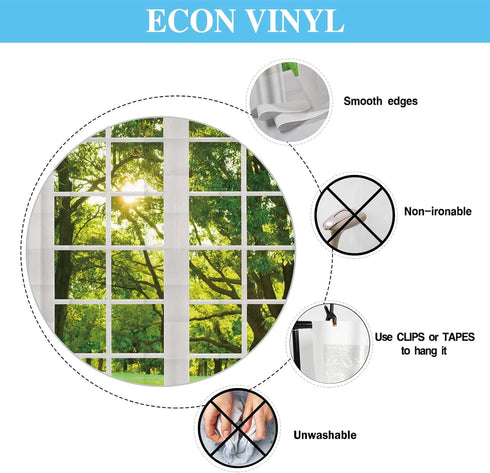Allenjoy 7x5ft Spring Window Scenery Photography Backdrop White Windowsill Floral Green Forest Natural Photocall Background Party Banner Wall Deco...