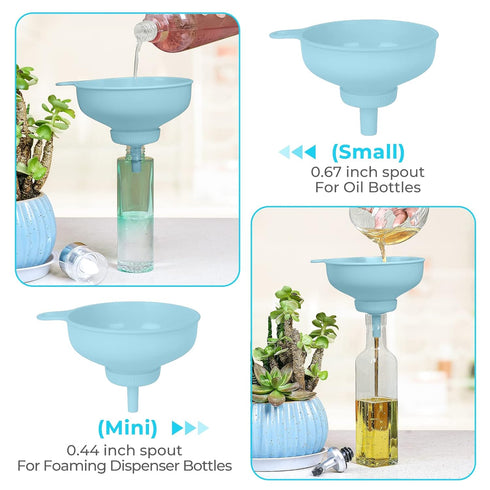 Wide Mouth Kitchen Funnel, Food Grade Plastic Cooking Canning Funnel with 4 Sizes Spouts for Filling Wide and Regular Mason Jars, Spray Dropper Oi...