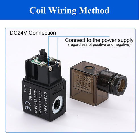 Fielect DC 24V Pneumatic Solenoid Valve Coil Electric Solenoid Air Valve Coil Solenoid Valve Replacement Parts, Solenoid Valve Plug Connector...