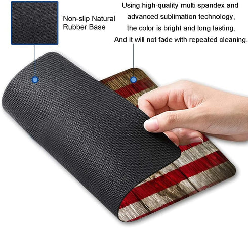 Custom Square Gaming Mouse Pad, Office Mouse Pad, Unique Design Wood Grain American Flag Non-Slip Rubber Base Mouse Pad for Desktop and Laptop Mou...