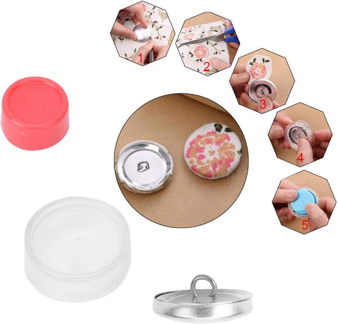 Self Cover Buttons, Craft Covered Button Kit, Buttons to Cover with Flat Backs, 10 Set Round Button Base, DIY Fabric Covered Button Kit, Size 20mm...