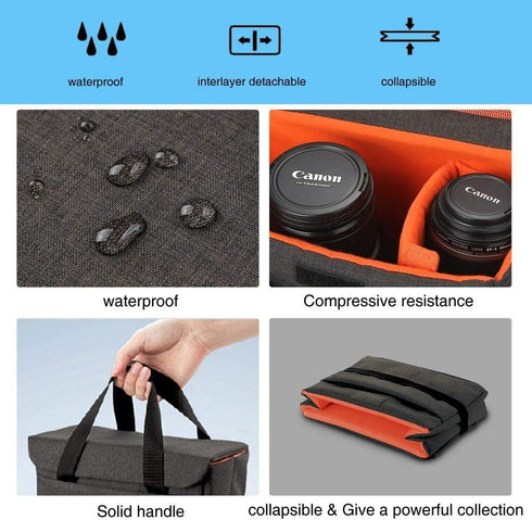BAIGIO Camera Insert Bag Inner Case High-Capacity Shockproof and Waterproof DSLR SLR Camera Small Inner Bag Foldable Protective Bag Inner Camera O...