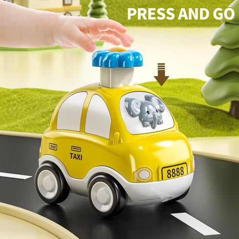 TEMI 4PCS Inertia Animal Car Toys with Play Mat/Storage Bag for Toddlers Toy Age 1-3, Baby Toys 1 2 3 Years Old Boys Birthday Newborn Gifts...
