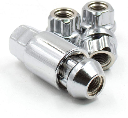 Wheel Accessories Parts 4 Locks + Key M12 x 1.5 12 x 1.5 Thread Open End 0.83" Long Locking Wheel Lug Nuts Lock Chrome Dual Hex Key 13/16" and 3/4...